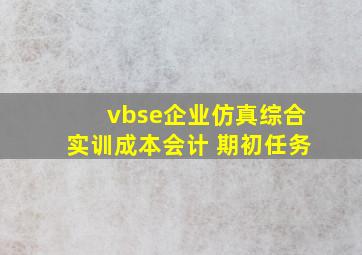 vbse企业仿真综合实训成本会计 期初任务